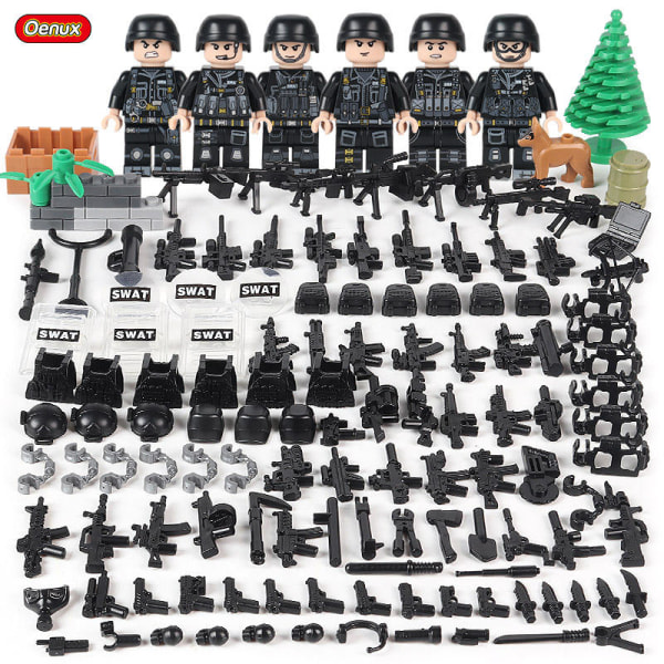 Militär jeepad bil Fordonsmodell Byggsten Mini Army Soldater Figurer Enlighten Brick MOC Leksak för barn Present Military Army 10