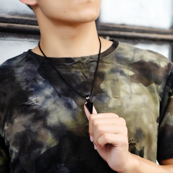 Personlig Spydspids Vedhæng Street Style Mode Hip Hop Stil Titanium Stål Herrehalskæde [1070] Black single pendant