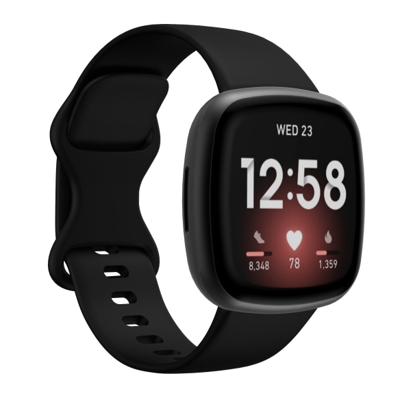 Pehmeä silikoninen kellon ranneke, korvaava ranneke Fitbit Versa 3/Fitbit Sense -kelloon Black S