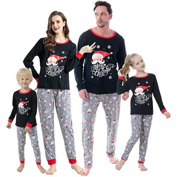 Matchende julepyjamas til hele familien, tegneserieprintet, mor og datter pyjamassæt, hjemmetøj, børnetøj Santa Claus head 2T