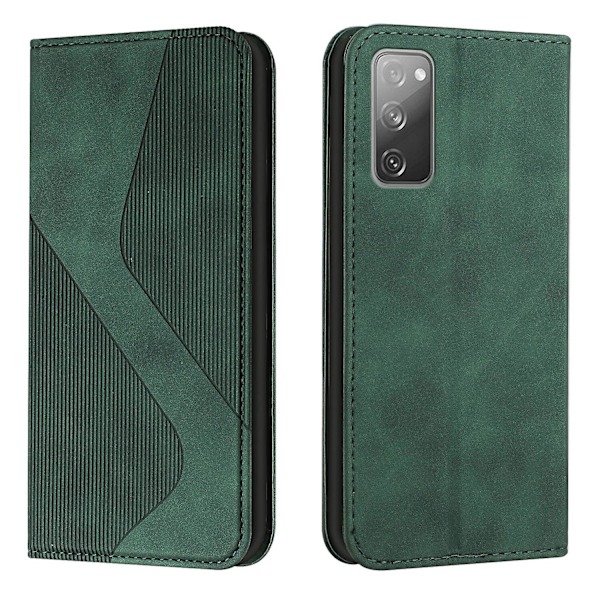 Samsung Galaxy S20 Fe -kotelo, PU-nahkainen läppäsuojus magneettisella sulkimella, lompakkokorttipaikat ja jalusta Green