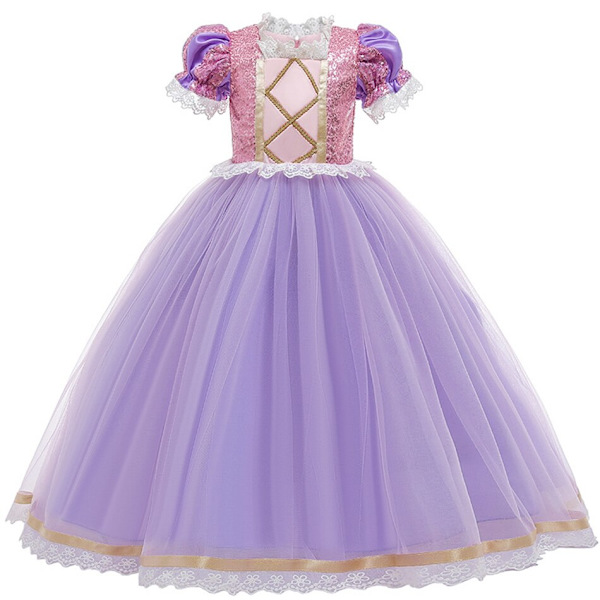 Disney Trassel Rapunzel Prinsessklänningar Flickor Cosplay Isabella Kostymer Barn Utklädnad Karneval Festklänning Halloween Kläder 2-3T(Tag 100) Rapunzel Dress A