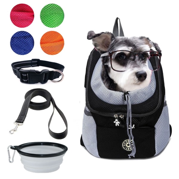 Hundbärväska Ryggsäck för Hundar Ut Dubbel Axel Bärbar Reseryggsäck Utomhus Hundbärväska Reseset Black with Collar S for 0-5kg