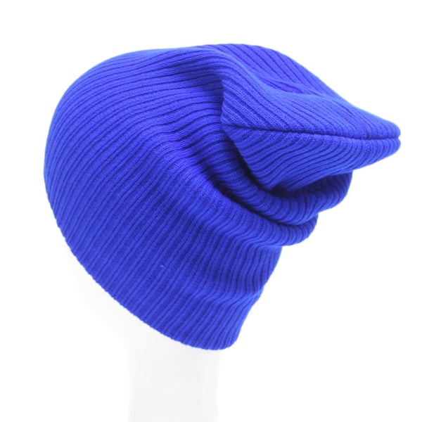 Ullstickad mössa för män och kvinnor, enfärgad, passar till allt, höst-vintermode, varmt öronsskydd, flätad mössa för vuxna Navy blue Average size