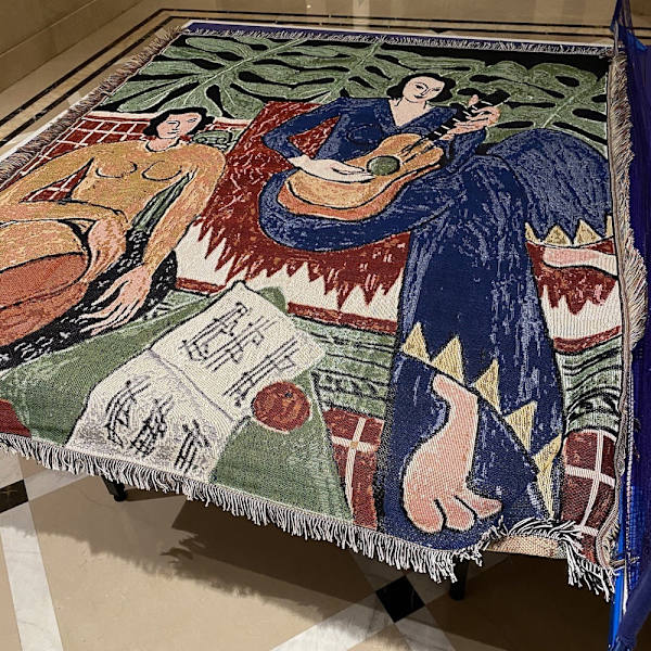 Lediga Filtar Matta Dekoration Gitarr kvinna Matisse Matta Soffa Fritidsmatta Enkel Tapestry Sofffilt Överkast Lines 125X150cm