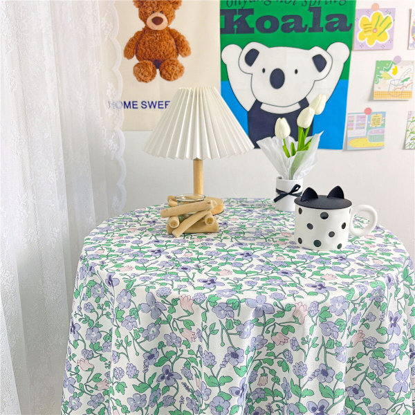 Bordsduk med blommönster i koreansk stil, kaffebordsduk, matbordsöverdrag, matbordsduk, tebordsduk, picknickduk F 80X120CM