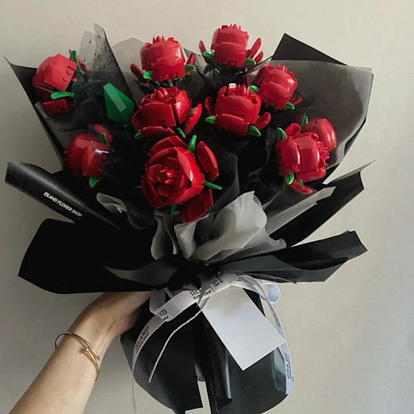Rosa Ros MOC Byggklossar Leksaker Alla Hjärtans Dag DIY Byggsats Gåva Till Par Kärleksförklaring Blomsterspråk Första Kärleken Blue 1Pcs