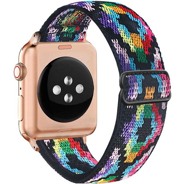 Nylonstropp for Apple Watch-reim 44 mm 40 mm 41 mm 45 mm Justerbar elastisk solo loop-beltearmbånd Apple Watch Series 7 6 se 5 4 3 Bohemia color 38mm - 40mm - 41mm