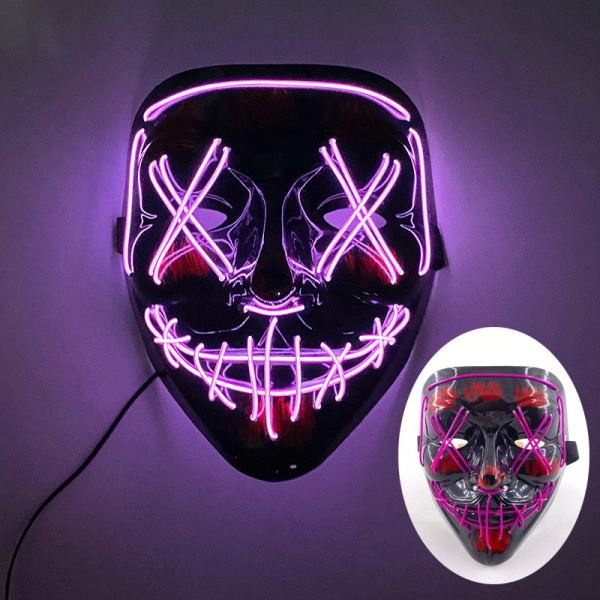 Halloween Neon LED Purge Maske Maskerade Festmasker Lysende I Mørket Sjove Masker Cosplay Kostume Tilbehør 01 Orange