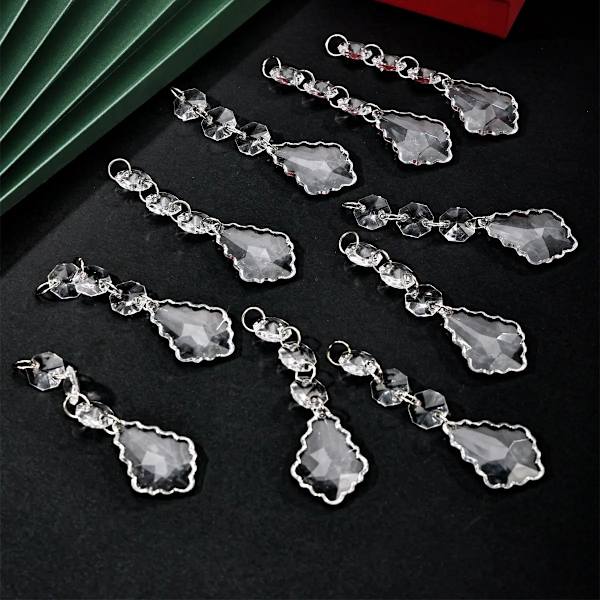 10 st Akryl Kristall Droppar Pärlor Julgransprydnader Träddekoration Girlang Ljuskrona Hängande Kristaller för Bröllopsfest HM22091901L-10pcs