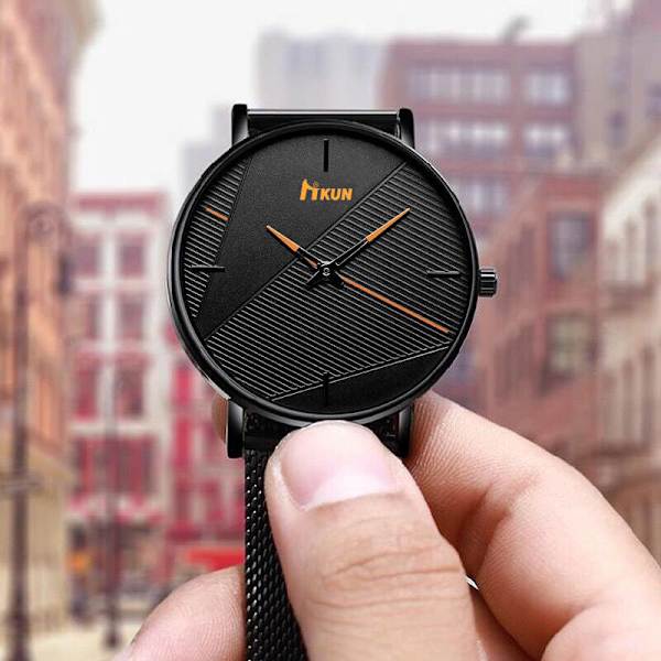 Mesh Armbandsur Modetrend Bälte Quartz Klocka Herr Student Black belt