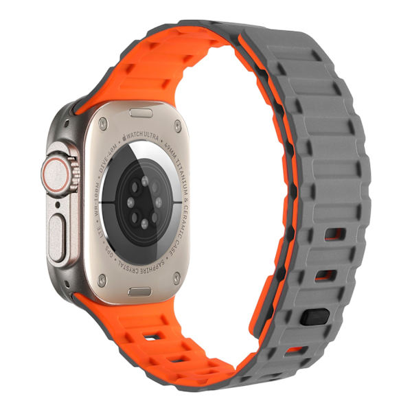 Klockarmband för Apple Watch iWatch 42/44/45/49mm Grå med Orange