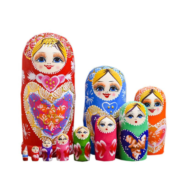 Ryska häckande dockor Trä Matryoshka leksaker för barn Barn Jul Hem Rum Dekoration Halloween önskepresent 1 SET9