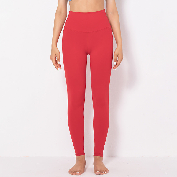 Lulu Yoga Vaatteet Nude Feel Joogahousut Naisten Korkea Vyötärö Lantiota Kohottavat Juoksu Tiukat Joustavat Treenaushousut 6560 trousers-Red L