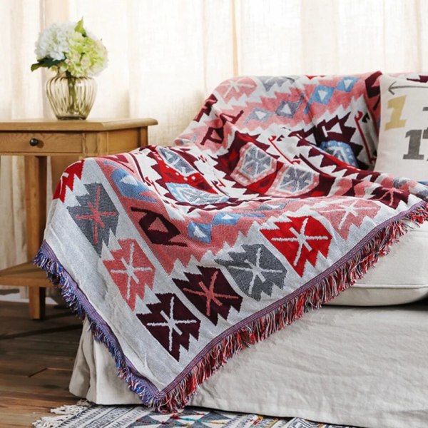 Eurooppa Pinkki Sohvanpeitto Puuvillalanka Neulottu Peitto Tupsuilla Geometrinen Boheemi Sohvanpäällinen Sängynpeitto Kodin Sisustus daisy 130x180cm