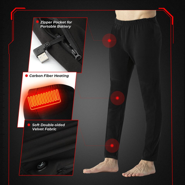 Vinteruppvärmning Underkläder Thermal Set USB Eluppvärmda T-shirts & byxor Batteridrivna Skidkläder Motorcykel Pants L