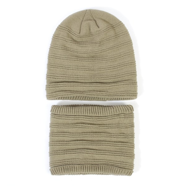 Hatt- och halsduksset för män och kvinnor, höst och vinter, nytt utomhus, köldtåligt, varmt med sammetstickad hatt och halsduk, 2-delat set Black