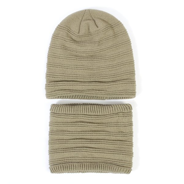 Hatt- och halsduksset för män och kvinnor, höst och vinter, nytt utomhus, köldtåligt, varmt med sammetstickad hatt och halsduk, 2-delat set Dark gray
