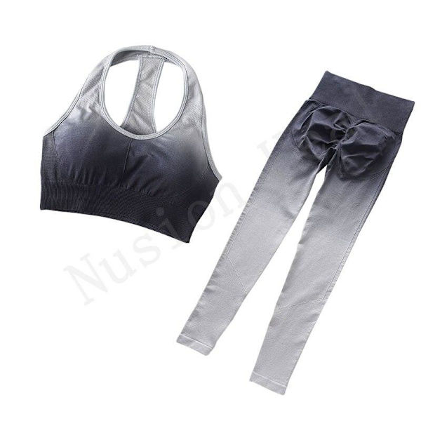 Joogasetti Kuntosalivaatteet Treggingsit Urheiluvaatteet Naisille suit-gray M