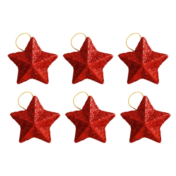 6/30 st Julglitter Stjärna Hänge Julgran Hängande Ornament Hantverk 5cm Plast för Födelsedagsfest Heminredningstillbehör SIlver 6PCS