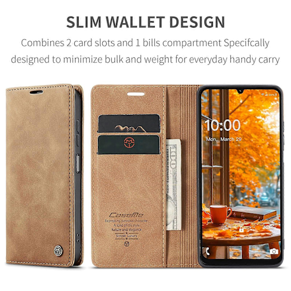 CaseMe 013 Multifunktionellt Horisontellt Flip Läder Telefonfodral Brown For Samsung Galaxy A06