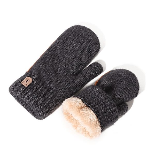 Talviset kaksikerroksiset plus velvet -paksuuntavat miesten käsineet opiskelijalle ulkoiluun pyöräilyyn lämpimät ja kylmänkestävät kokosormikäsineet Llight gray One Size