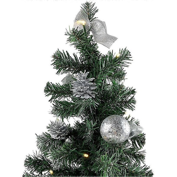 Riffelmacher Utsmyckad Julgran Belyst 50cm 20258 - Silver - Julgran med Ljusslinga Rosetter Julgranskulor