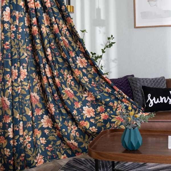 Amerikanska rustika gardiner halvskugga för sovrum studie vardagsrum blomma växt fönster gardin grov bomull Curtain W100xL130cm 1pc