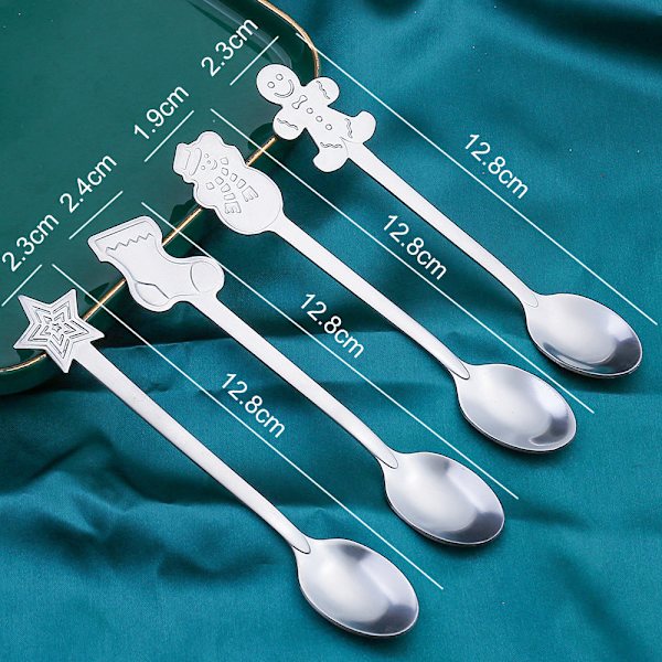 Pieni lusikka Lumimieslusikka Pohjoismainen tyyli Astiasto Lahjalusikka Lahjapakkaus Joululahjapakkaus Golden Spoon-snowman