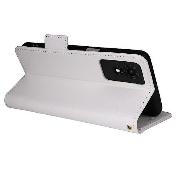Kompatibelt för TCL 501 T433D Läderfodral Plånboksställ Litchi Textur Telefonskal Grossist White