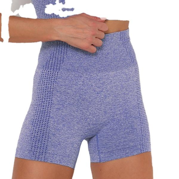 Saumattomat neulotut urheilushortsit lyhythihaiset shortsit joogavaatteet kuntoilupuku seksikkäät treenivaatteet naisille 9149 shorts-sapphire blue M