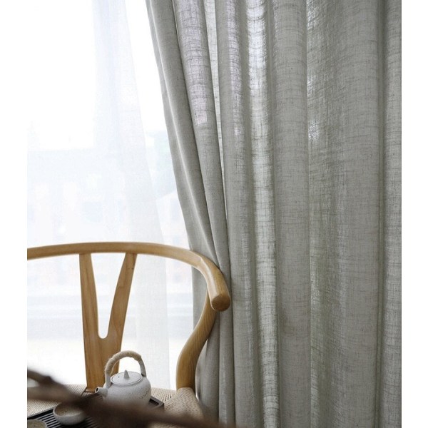 Modern linnegardin för vardagsrum sovrum ren färg bomull linne gardiner tyll tyger anpassad gasväv halvskuggande ramie garn 01 Pure color linen 1 pcs W200xH265cm
