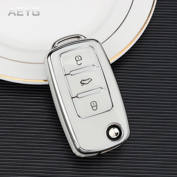 Fashion TPU Bilnyckelfodral Fullt Skydd För Bora Polo Tiguan Jetta Passat B5 B6 B7 Golf Beetle för Skoda Octavia Gray only case