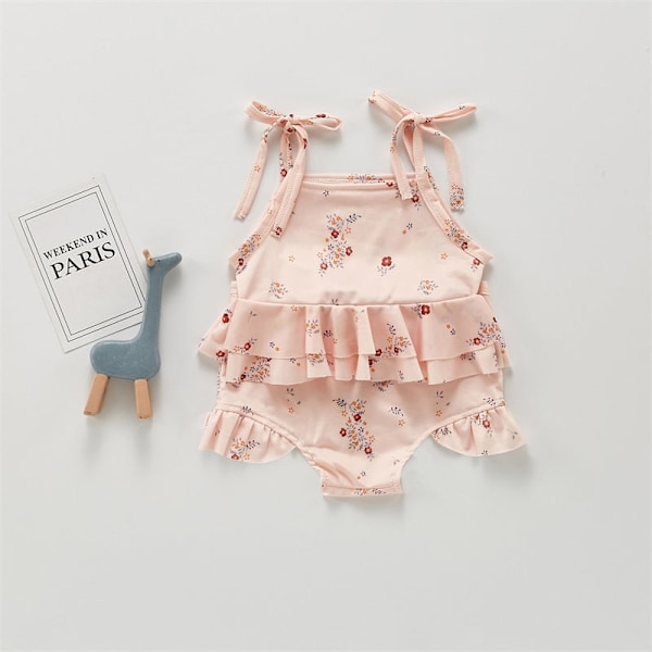 Småbørn Baby Piger Badetøj Dejlig Sommer Blomster-/Citronprint Tanktoppe + Shorts Badedragt Børn Sød 2-delt Badedragt Pink 6-9 Months