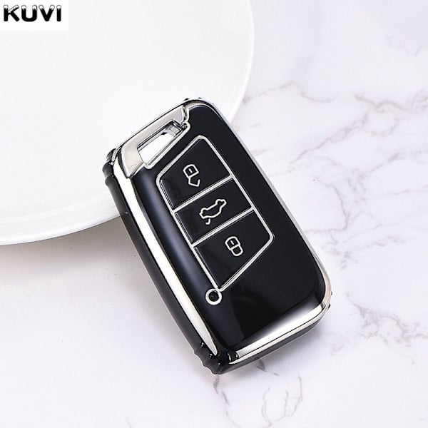 TPU Auton Avaimen Kotelo Suojus Avaimenperä Polo Tiguan Passat B5 B6 B7 Golf MK Jetta Skoda Kodiaq Superb Octavia Seat Jne C style White