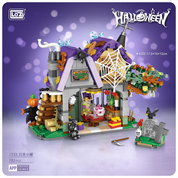LOZ Creative MINI Halloween -mökki rakennuspalikka MOC Kurpitsavaunu Hyvää Halloween-koristelua Tiilet Pojat Lasten lelut Lahjat Model A with box