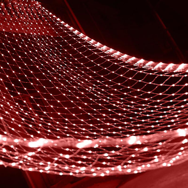 Nätljus, Utomhus Nät Slinga 192LED 3*2 Meter 8 Lägen med 30V Säker Spänning för Jul Bröllop Trädgårdsdekorationer Red EU Plug