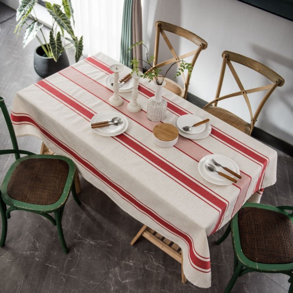 Stolt Ros Linne Duk Vattentät Bordsduk Bordsskydd Modern Rektangulär Soffbordsduk för Vardagsrum B 152x213cm