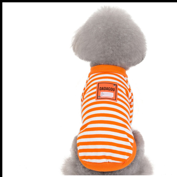 Pieni koiran lemmikkivaatetus, raidallinen T-paita kevääseen Orange XL