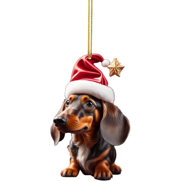 Jul tecknad Söt hund prydnadsföremål Tax Hund Hängande dekoration Xmas Tree Hänge Hem Festtillbehör Bildekoration Presenter 13 Christmas