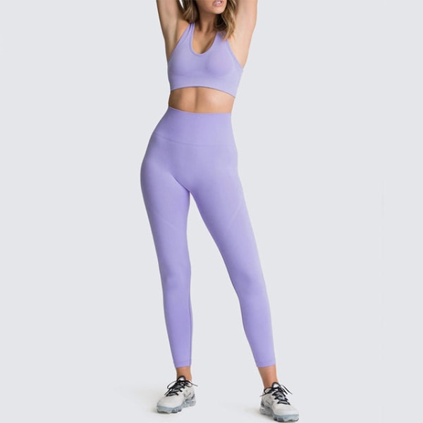 Yogadräkt Sportkläder Fitness Sport-bh Leggings 2-delade set för yoga dam Purple L