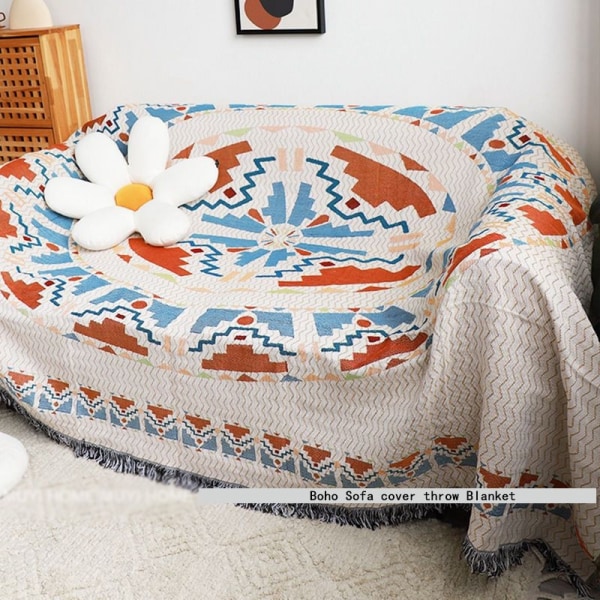 Bohemian Ruudullinen Peitto Sohvalle Sängylle Koristeellinen Peitto Ulkoiluun Retkipeitto Boho Sohvapeite Heittopeitto Piknikille Tupsuilla Type 1 130x160cm