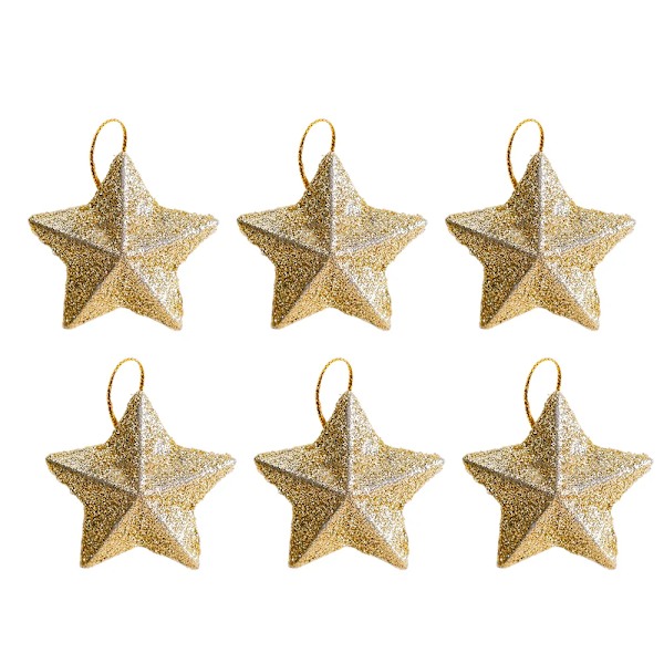 6/30 st Julglitter Stjärna Hänge Julgran Hängande Ornament Hantverk 5cm Plast för Födelsedagsfest Heminredningstillbehör Mixed 30PCS