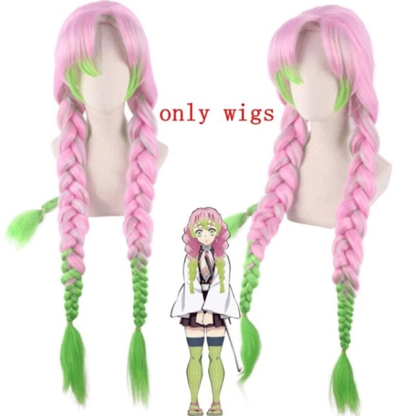 Aikuisten lasten Demon Slayer Kimetsu No Yaiba Anime Kimono Kanroji Mitsuri Cosplay -asu Kisatsutai Seksikkäät naisten Halloween-vaatteet Full Set and Wig 1 160cm