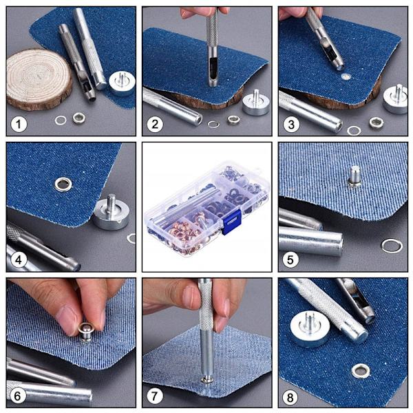 540 Sarjaa 5mm Metallinen Purjerenkaan Niitti Aluslevyllä Nahkatyö Korjaus Purjerenkaat Pyöreät Silmukat Vaatteille Kengille Laukulle Nahkatöille DIY 300pcs With pliers