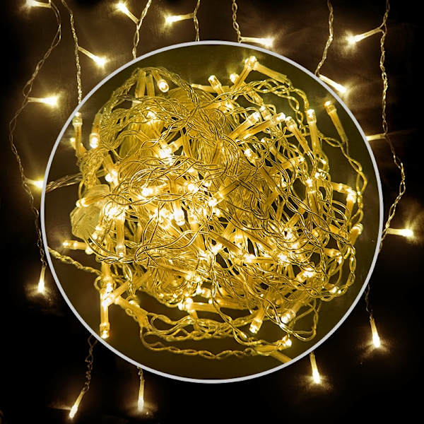 Julelys Gardin Lyslenke Foss Utendørs Dekorasjon 5M Høyde 0.4-0.6m Fairy Led Lys for Hagefest Høytid Warm White EU plug