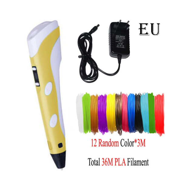 Dikale 3D Penn LED Skjerm DIY 3D Utskrift Penn PLA Filament Kreativ Leke Gave Til Barn Design Tegning 3D Skriver Penn Tegne Stift PLA Filament Purple UK 3Mx12