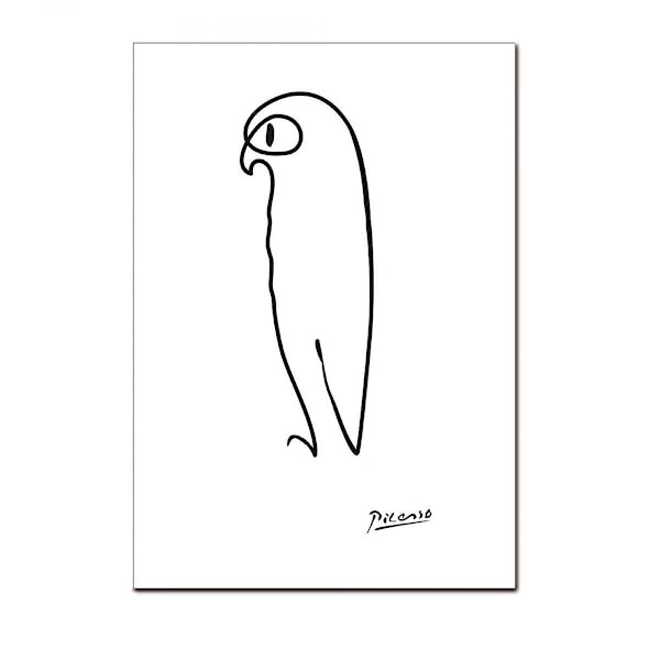 Wekity Ett-Strøk Maling 1 Veggkunst Lerret Trykk Plakat, Enkel Abstrakt Svarte Linjer Kunst Tegning Dekor for Hjem Stue Soverom Kontor og Barn