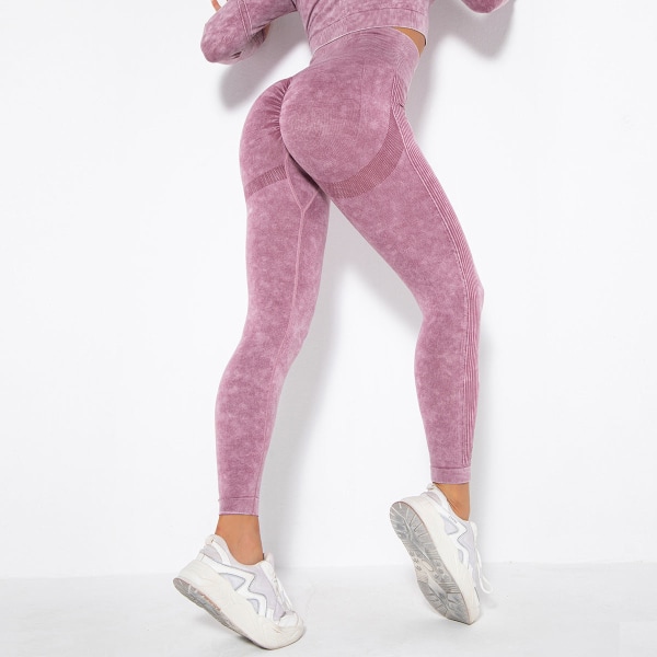 Sömlösa Tvättade Fuktabsorberande Sexiga Peach Hip Wicking Yogabyxor Träningsbyxor Leggings 6500 trousers-washed watermelon red S
