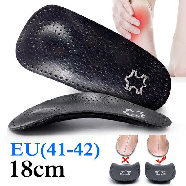 EiD Nytt hålfotsstöd 25mm Ortopedisk innersula Svart Läder ortopediska inläggssulor för Plattfot O/X Ben Korrigerad Skosula inlägg Half pad (EU 41-42) 1 Pair